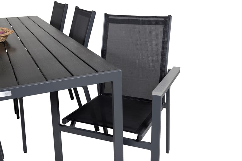 BREAK Matgrupp 205cm + 6 Parma Karmstolar Svart/Grå - Utemöbler - Utegrupp - Matgrupper utomhus