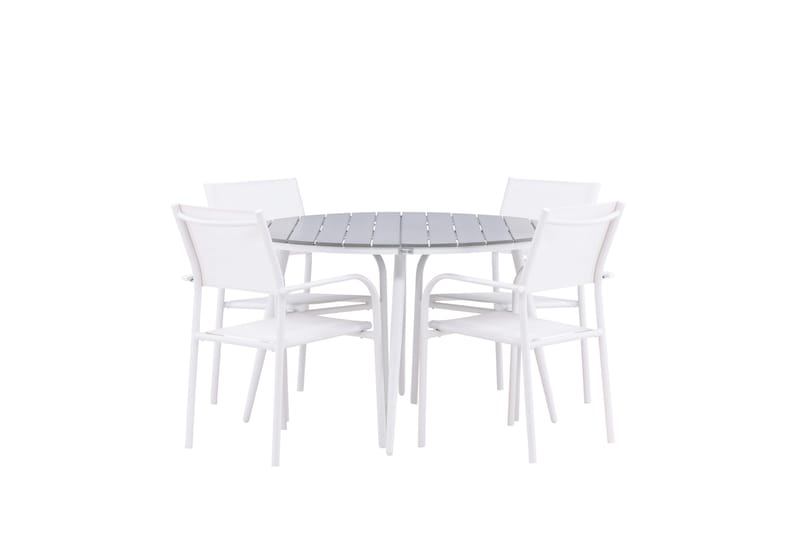BREAK Matgrupp Utomhus 120 cm Rund med 4 SANTORINI Utestolar - Utemöbler - Utegrupp - Matgrupper utomhus