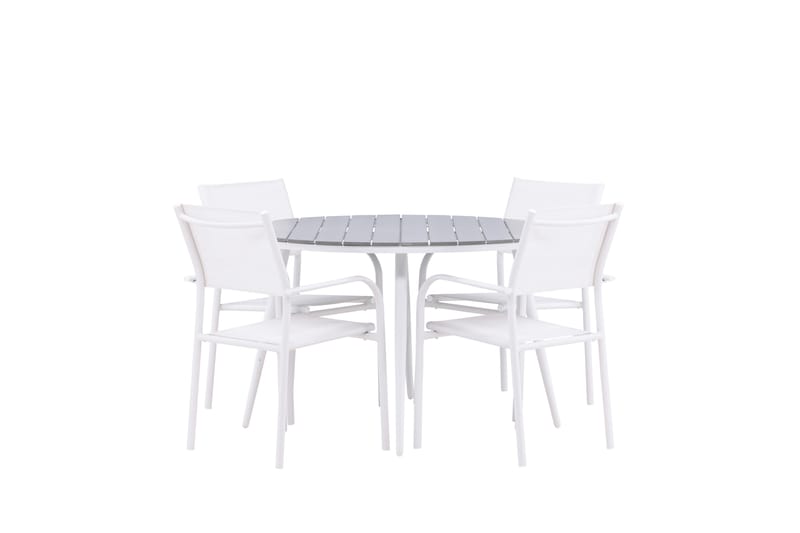 BREAK Matgrupp Utomhus 120 cm Rund med 4 SANTORINI Utestolar - Utemöbler - Utegrupp - Matgrupper utomhus