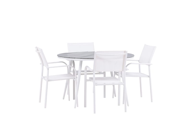 BREAK Matgrupp Utomhus 120 cm Rund med 4 SANTORINI Utestolar - Utemöbler - Utegrupp - Matgrupper utomhus