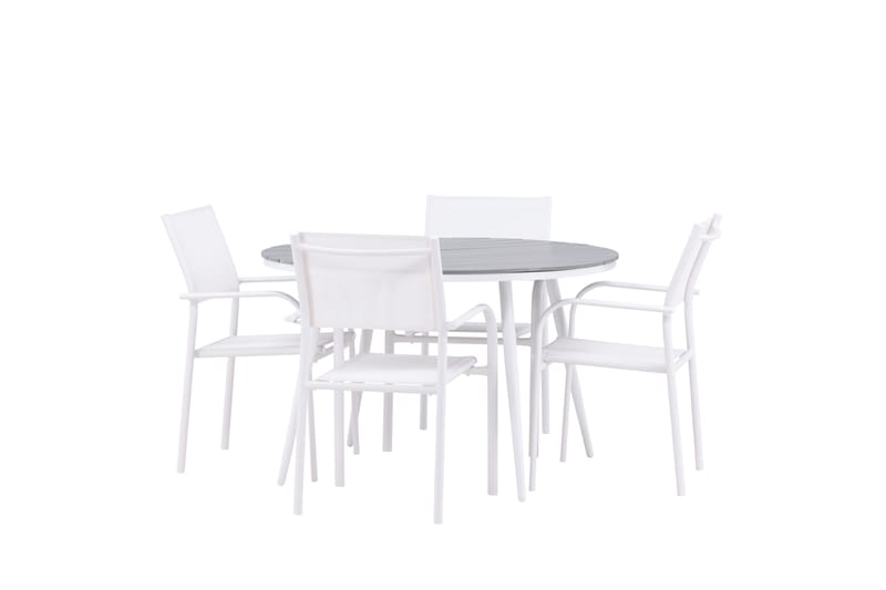 BREAK Matgrupp Utomhus 120 cm Rund med 4 SANTORINI Utestolar - Utemöbler - Utegrupp - Matgrupper utomhus