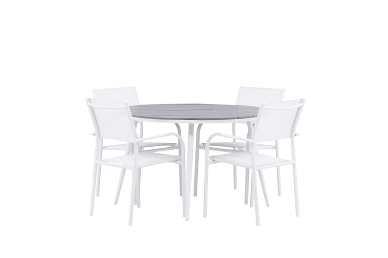 BREAK Matgrupp Utomhus 120 cm Rund med 4 SANTORINI Utestolar - Utemöbler - Utegrupp - Matgrupper utomhus
