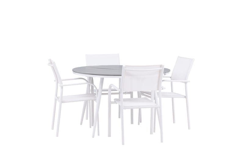 BREAK Matgrupp Utomhus 120 cm Rund med 4 SANTORINI Utestolar - Utemöbler - Utegrupp - Matgrupper utomhus