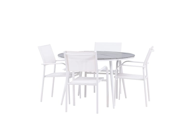 BREAK Matgrupp Utomhus 120 cm Rund med 4 SANTORINI Utestolar - Utemöbler - Utegrupp - Matgrupper utomhus
