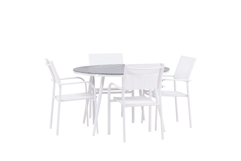 BREAK Matgrupp Utomhus 120 cm Rund med 4 SANTORINI Utestolar - Utemöbler - Utegrupp - Matgrupper utomhus
