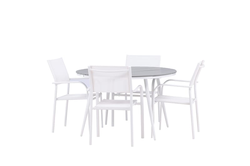 BREAK Matgrupp Utomhus 120 cm Rund med 4 SANTORINI Utestolar - Utemöbler - Utegrupp - Matgrupper utomhus