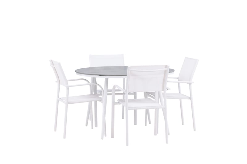 BREAK Matgrupp Utomhus 120 cm Rund med 4 SANTORINI Utestolar - Utemöbler - Utegrupp - Matgrupper utomhus