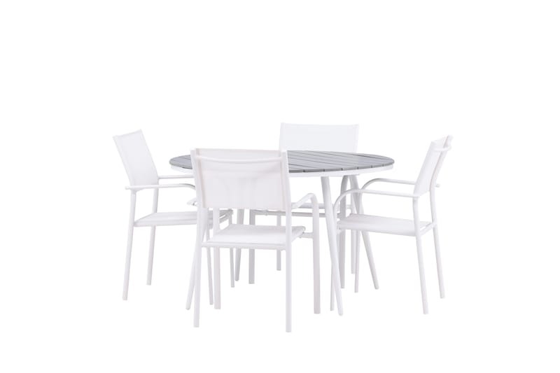 BREAK Matgrupp Utomhus 120 cm Rund med 4 SANTORINI Utestolar - Utemöbler - Utegrupp - Matgrupper utomhus