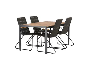 Break Matgrupp Utomhus 150 cm + 4 st Bois Karmstolar - Svart/Brun - Utemöbler - Utegrupp - Matgrupper utomhus