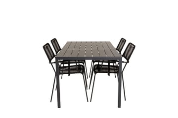 BREAK Matgrupp Utomhus 150 cm + 4 st LINDOS Matstolar Utomhusar Svart