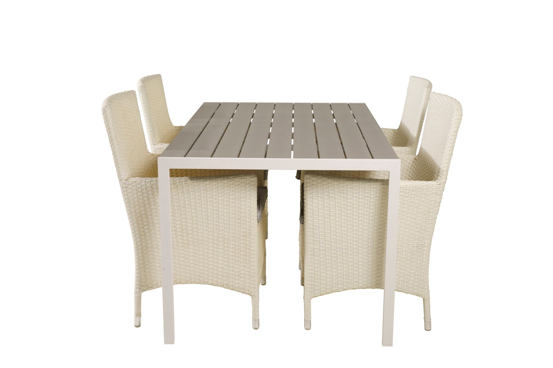 break matgrupp utomhus 150 cm + 4 st malin matstolar utomhusar vit -