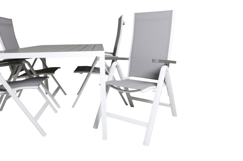 BREAK Matgrupp Utomhus 150cm + 4 Albany Positionsstolar Vit/Grå - Utemöbler - Utegrupp - Matgrupper utomhus