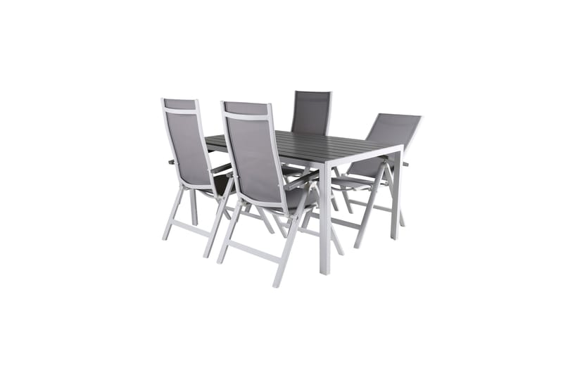 BREAK Matgrupp Utomhus 150cm + 4 Albany Positionsstolar Vit/Grå - Utemöbler - Utegrupp - Matgrupper utomhus