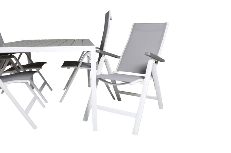 BREAK Matgrupp Utomhus 150cm + 4 Albany Positionsstolar Vit/Grå - Utemöbler - Utegrupp - Matgrupper utomhus