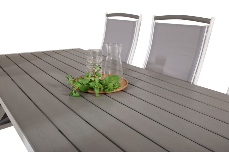 Break Matgrupp Utomhus 205 cm + 6 st Albany PositionssUtestolar - Grå /Vit - Utemöbler - Utegrupp - Matgrupper utomhus