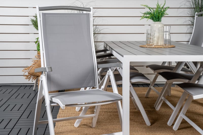 Break Matgrupp Utomhus 205 cm + 6 st Albany PositionssUtestolar - Grå /Vit - Utemöbler - Utegrupp - Matgrupper utomhus