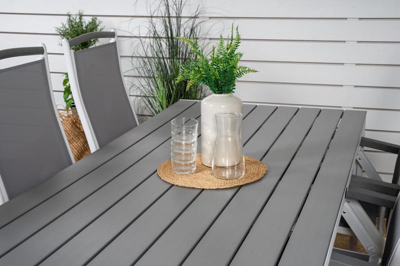 Break Matgrupp Utomhus 205 cm + 6 st Albany PositionssUtestolar - Grå /Vit - Utemöbler - Utegrupp - Matgrupper utomhus