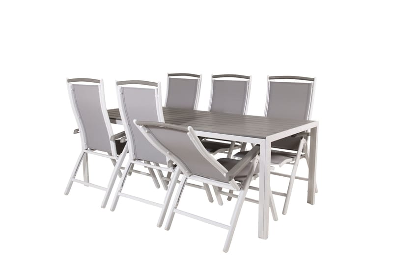 Break Matgrupp Utomhus 205 cm + 6 st Albany PositionssUtestolar - Grå /Vit - Utemöbler - Utegrupp - Matgrupper utomhus