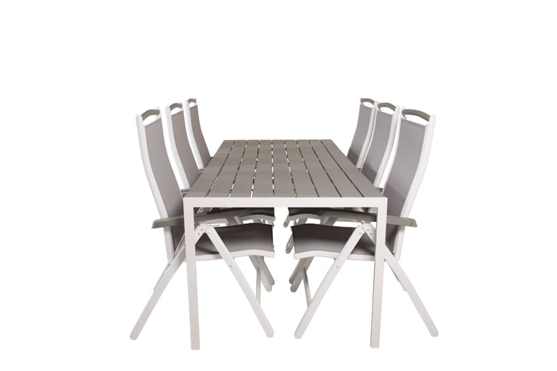 Break Matgrupp Utomhus 205 cm + 6 st Albany PositionssUtestolar, Grå /Vit