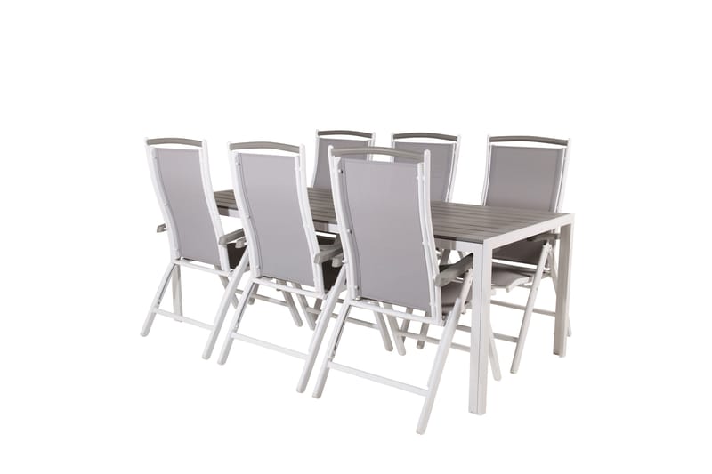 Break Matgrupp Utomhus 205 cm + 6 st Albany PositionssUtestolar - Grå /Vit - Utemöbler - Utegrupp - Matgrupper utomhus