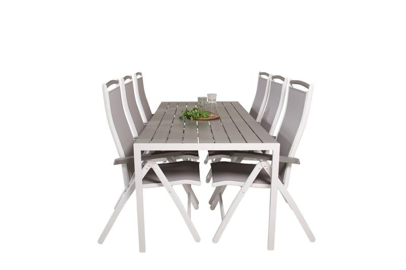 Break Matgrupp Utomhus 205 cm + 6 st Albany PositionssUtestolar - Grå /Vit - Utemöbler - Utegrupp - Matgrupper utomhus
