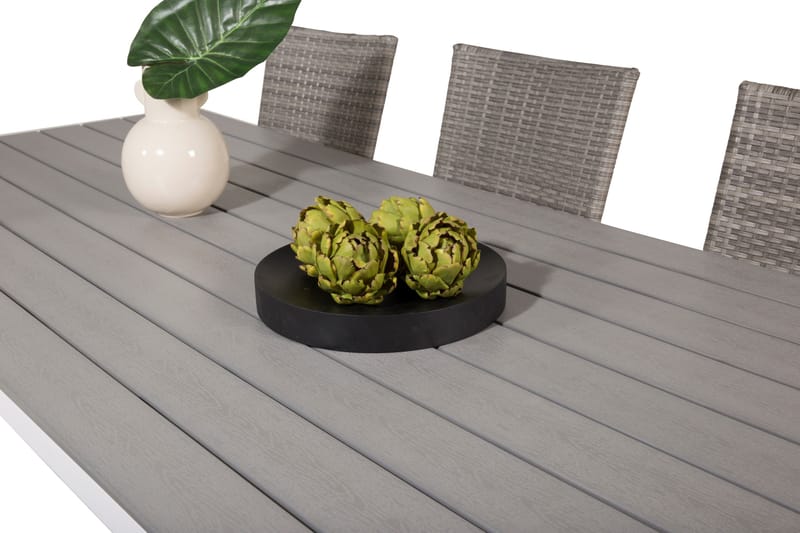 Break Matgrupp Utomhus 205 cm + 6 st Anna Karmstolar Utomhus - Grå /Vit - Utemöbler - Utegrupp - Matgrupper utomhus