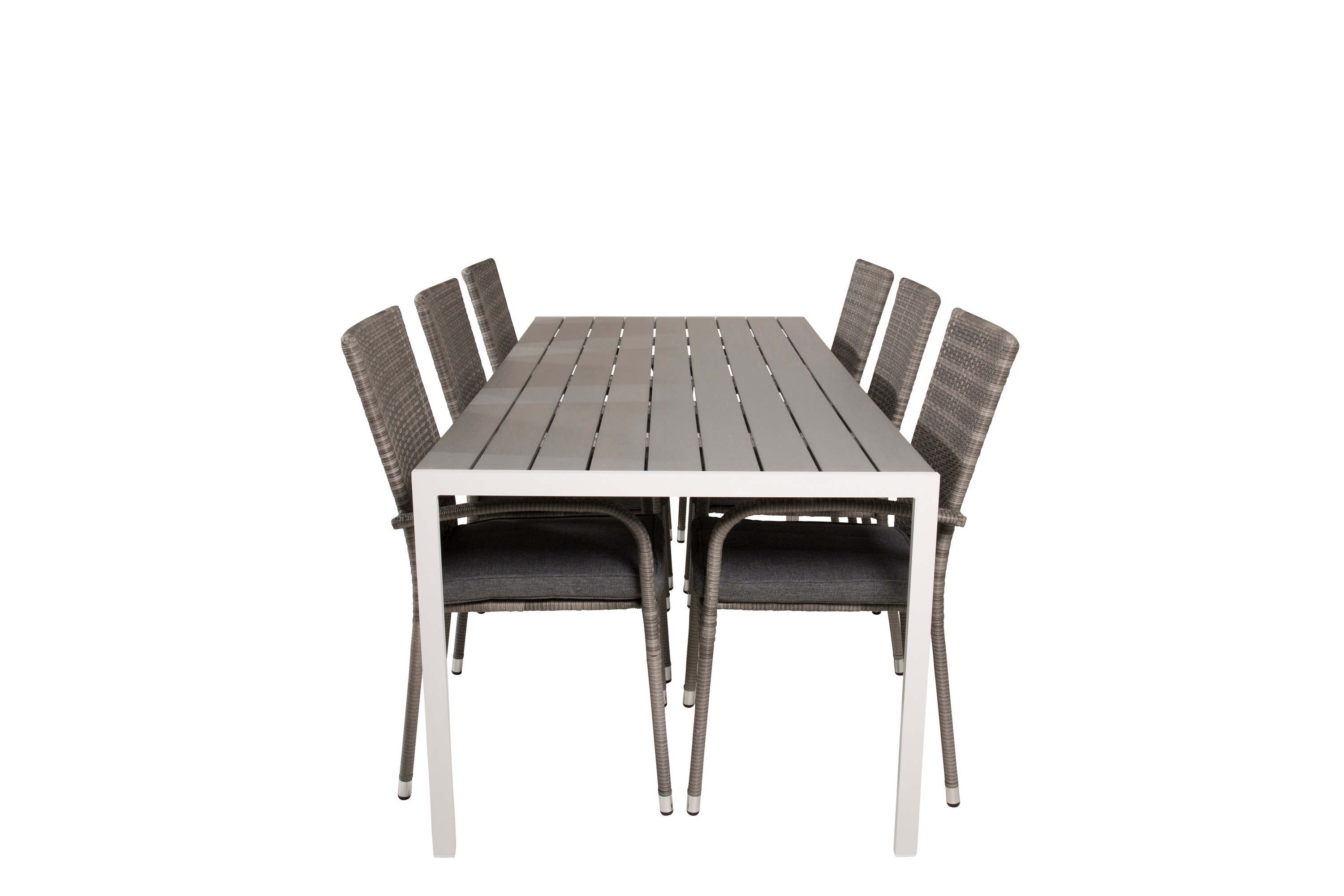 break matgrupp utomhus 205 cm + 6 st anna karmstolar utomhus - grå /vit