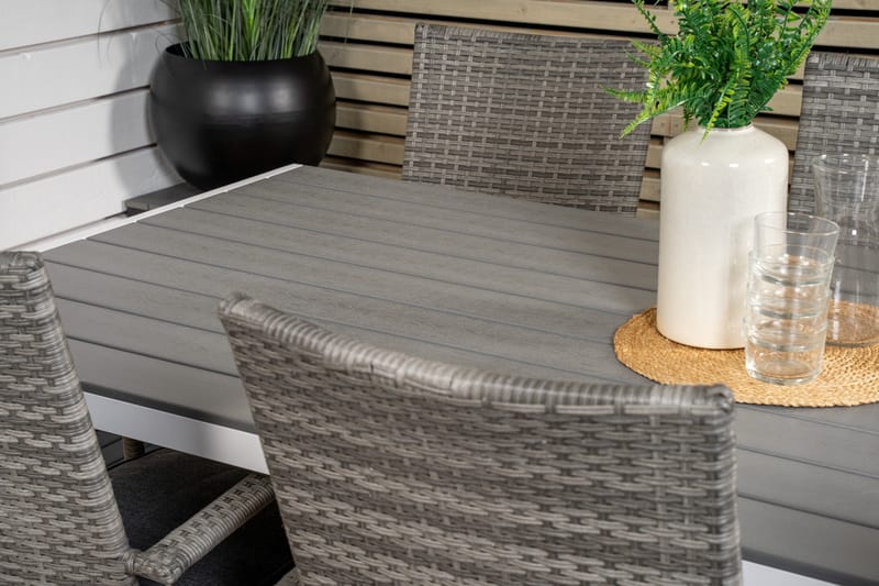 Break Matgrupp Utomhus 205 cm + 6 st Anna Karmstolar Utomhus - Grå /Vit - Utemöbler - Utegrupp - Matgrupper utomhus