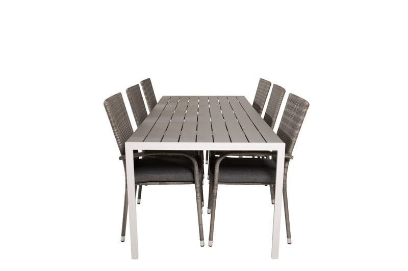 Break Matgrupp Utomhus 205 cm + 6 st Anna Karmstolar Utomhus, Grå /Vit
