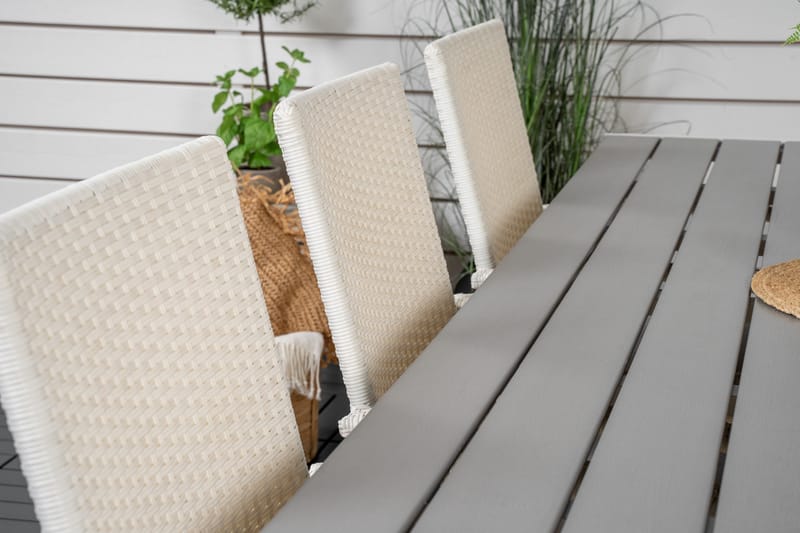 Break Matgrupp Utomhus 205 cm + 6 st Anna Matstolar Utomhusar - Grå /Vit - Utemöbler - Utegrupp - Matgrupper utomhus