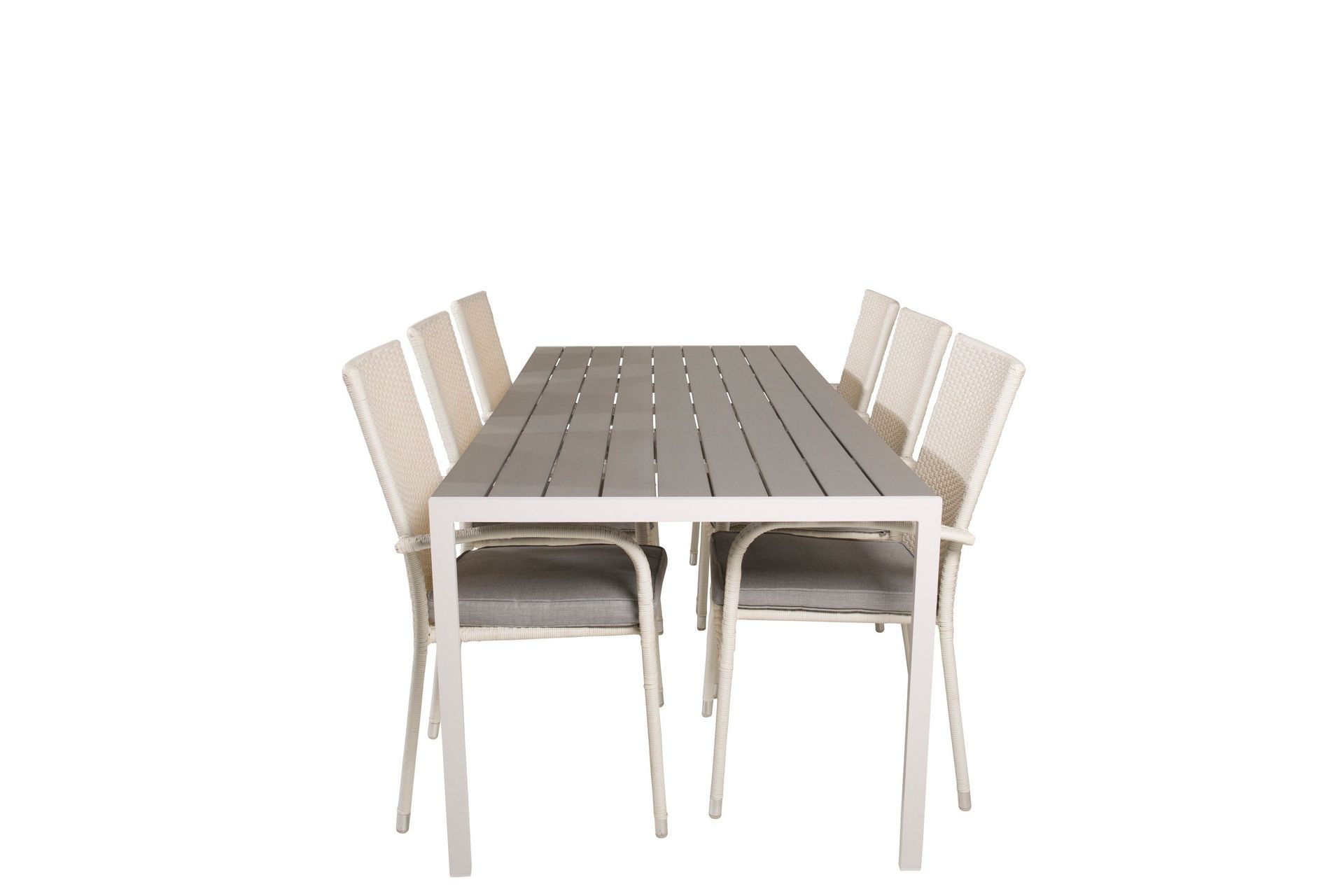 Break Matgrupp Utomhus 205 cm + 6 st Anna Matstolar Utomhusar - Gr&aring; /Vit