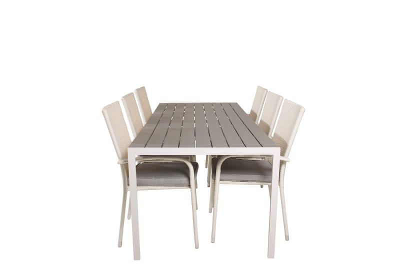 Break Matgrupp Utomhus 205 cm + 6 st Anna Matstolar Utomhusar, Grå /Vit