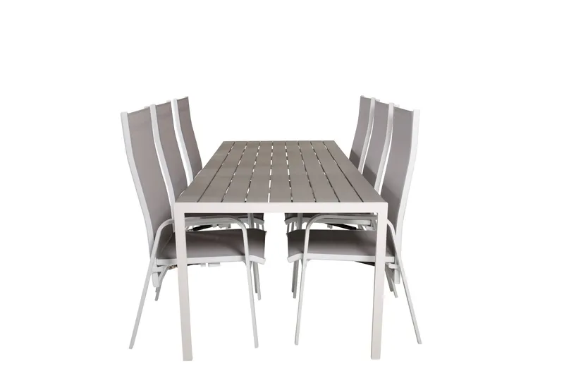Break Matgrupp Utomhus 205 cm + 6 st Copacabana Reclinerstol Utomhusar, Grå /Vit