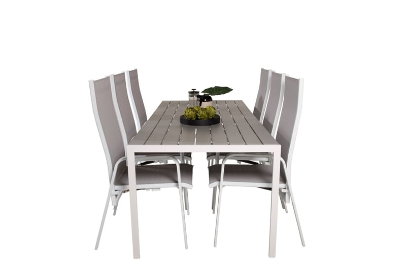 Break Matgrupp Utomhus 205 cm + 6 st Copacabana Reclinerstol Utomhusar - Grå /Vit - Utemöbler - Utegrupp - Matgrupper utomhus