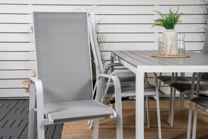 Break Matgrupp Utomhus 205 cm + 6 st Copacabana Reclinerstol Utomhusar - Grå /Vit - Utemöbler - Utegrupp - Matgrupper utomhus