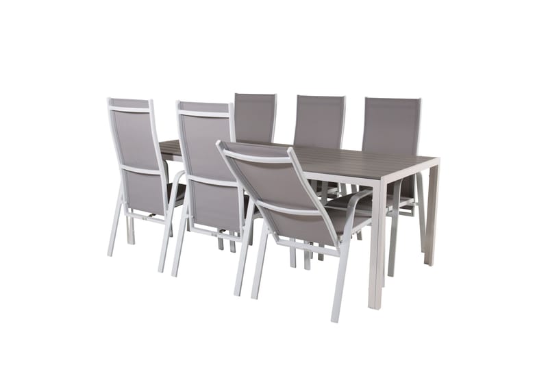 Break Matgrupp Utomhus 205 cm + 6 st Copacabana Reclinerstol Utomhusar - Grå /Vit - Utemöbler - Utegrupp - Matgrupper utomhus