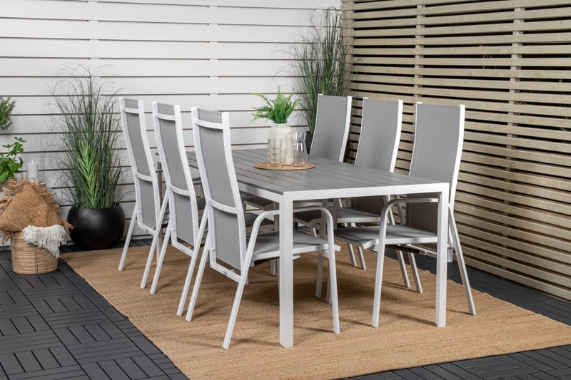 Break Matgrupp Utomhus 205 cm + 6 st Copacabana Reclinerstol Utomhusar - Grå /Vit - Utemöbler - Utegrupp - Matgrupper utomhus