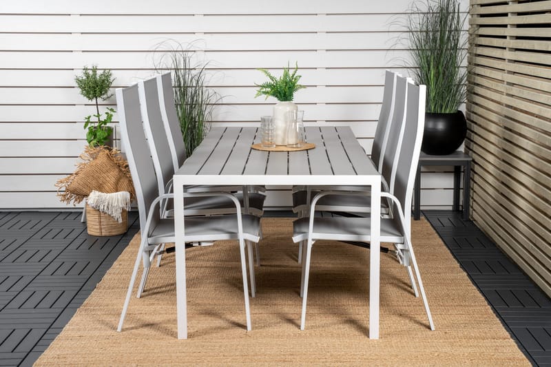 Break Matgrupp Utomhus 205 cm + 6 st Copacabana Reclinerstol Utomhusar - Grå /Vit - Utemöbler - Utegrupp - Matgrupper utomhus