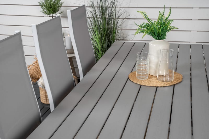 Break Matgrupp Utomhus 205 cm + 6 st Copacabana Reclinerstol Utomhusar - Grå /Vit - Utemöbler - Utegrupp - Matgrupper utomhus