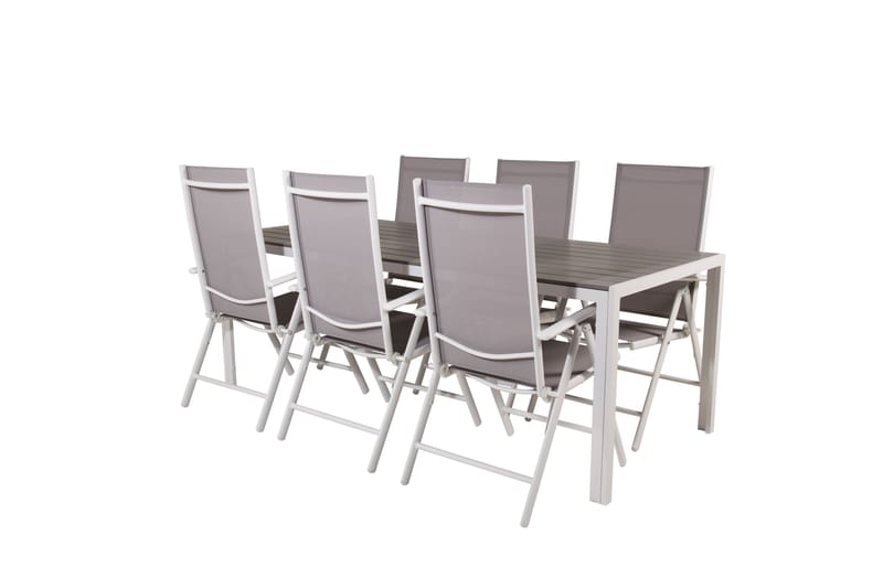 Break Matgrupp Utomhus 205 cm + 6 st PositionssUtestolar - Grå /Vit - Utemöbler - Utegrupp - Matgrupper utomhus