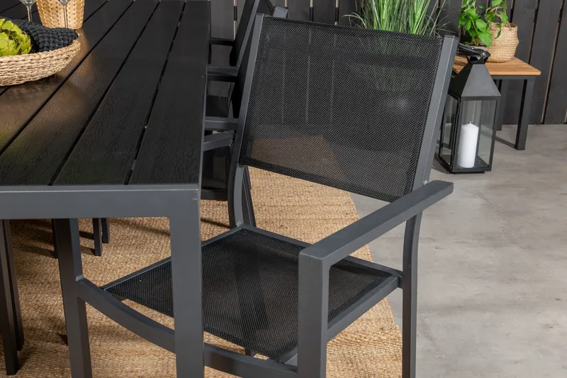 Break Matgrupp Utomhus 205 cm Rektangulär med 6 Copacabana Utestolar - Svart - Utemöbler - Utegrupp - Matgrupper utomhus