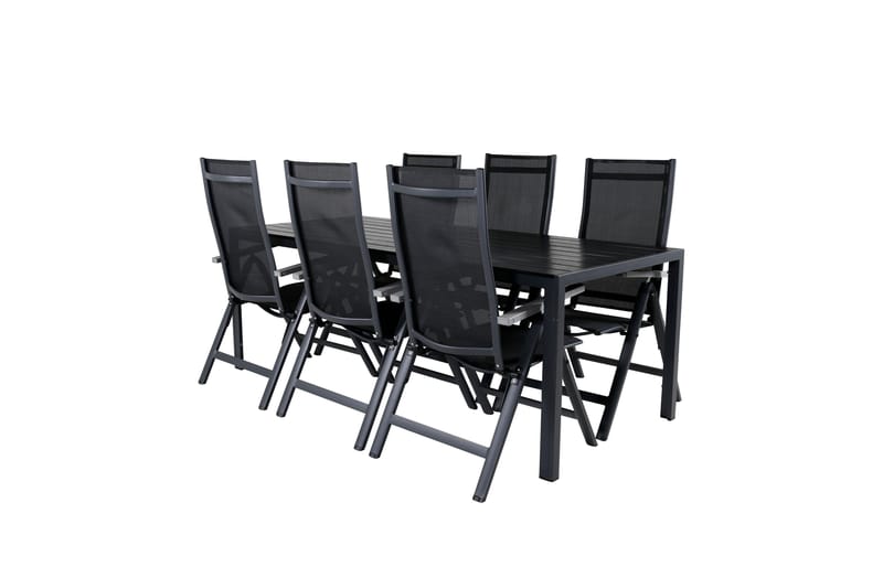 Break Matgrupp Utomhus 205cm + 6 Albany Positionsstolar Svart/Grå - Venture Home - Utemöbler - Utegrupp - Matgrupper utomhus