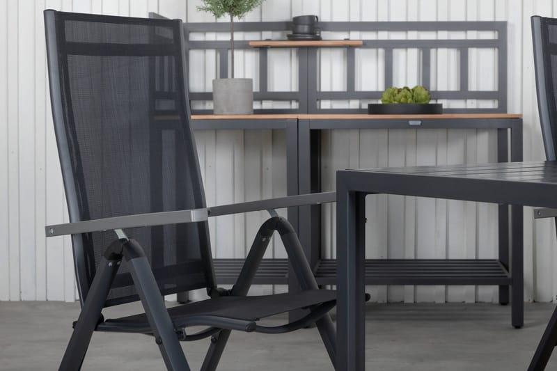 Break Matgrupp Utomhus 205cm + 6 Albany Positionsstolar Svart/Grå - Venture Home - Utemöbler - Utegrupp - Matgrupper utomhus