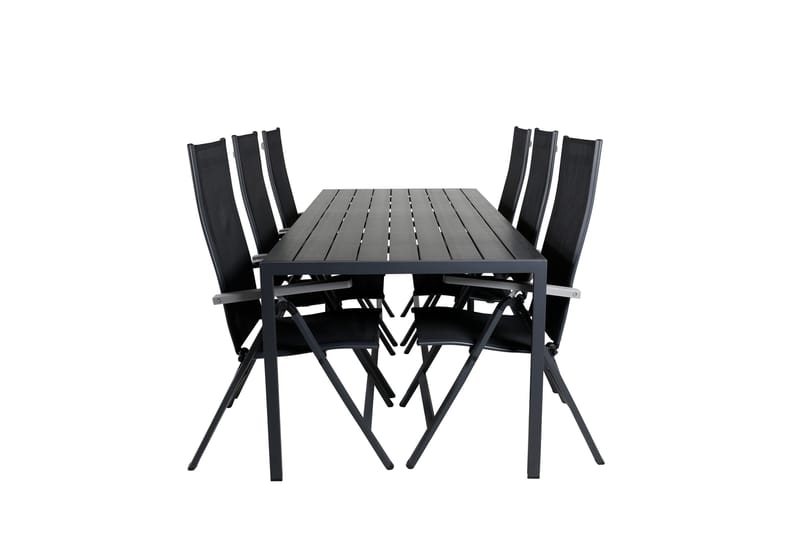 Break Matgrupp Utomhus 205cm + 6 Albany Positionsstolar Svart/Grå, Venture Home
