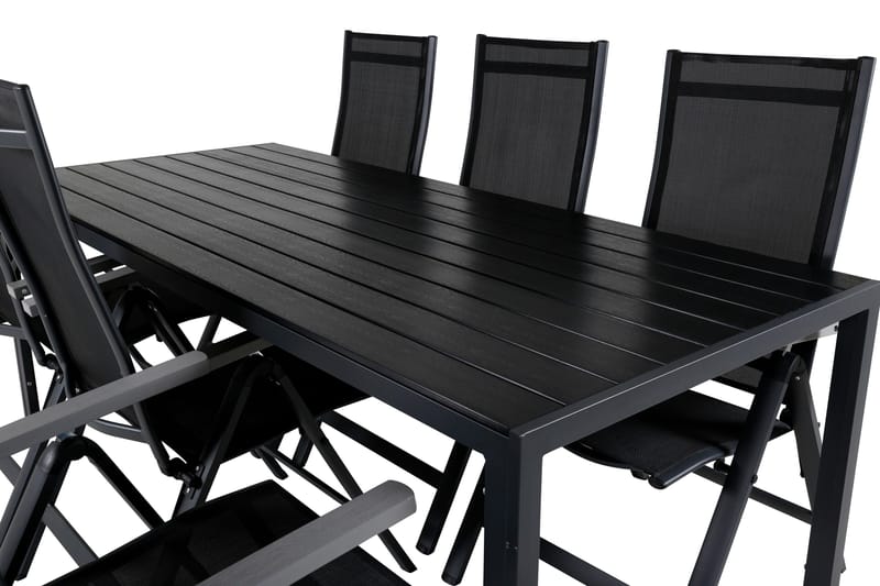 Break Matgrupp Utomhus 205cm + 6 Albany Positionsstolar Svart/Grå - Venture Home - Utemöbler - Utegrupp - Matgrupper utomhus