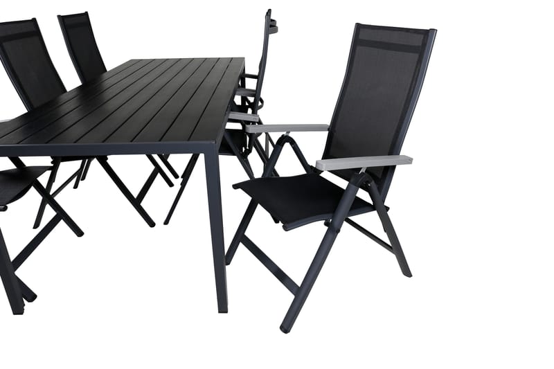 Break Matgrupp Utomhus 205cm + 6 Albany Positionsstolar Svart/Grå - Venture Home - Utemöbler - Utegrupp - Matgrupper utomhus