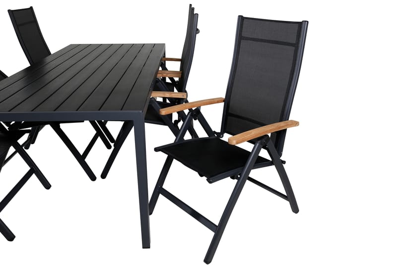 Break Matgrupp Utomhus 205cm + 6 Panama Positionsstolar Svart/Grå - Venture Home - Utemöbler - Utegrupp - Matgrupper utomhus