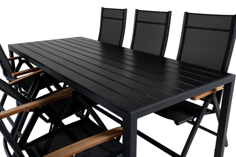 Break Matgrupp Utomhus 205cm + 6 Panama Positionsstolar Svart/Grå - Venture Home - Utemöbler - Utegrupp - Matgrupper utomhus