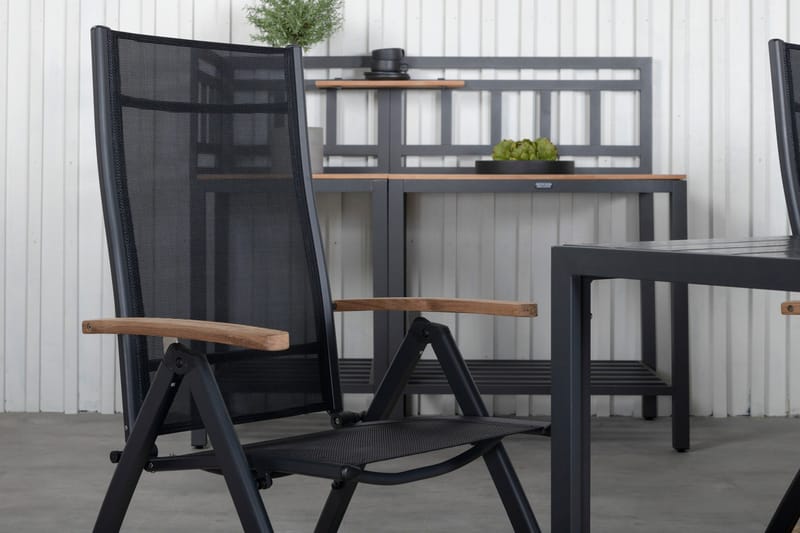 Break Matgrupp Utomhus 205cm + 6 Panama Positionsstolar Svart/Grå - Venture Home - Utemöbler - Utegrupp - Matgrupper utomhus