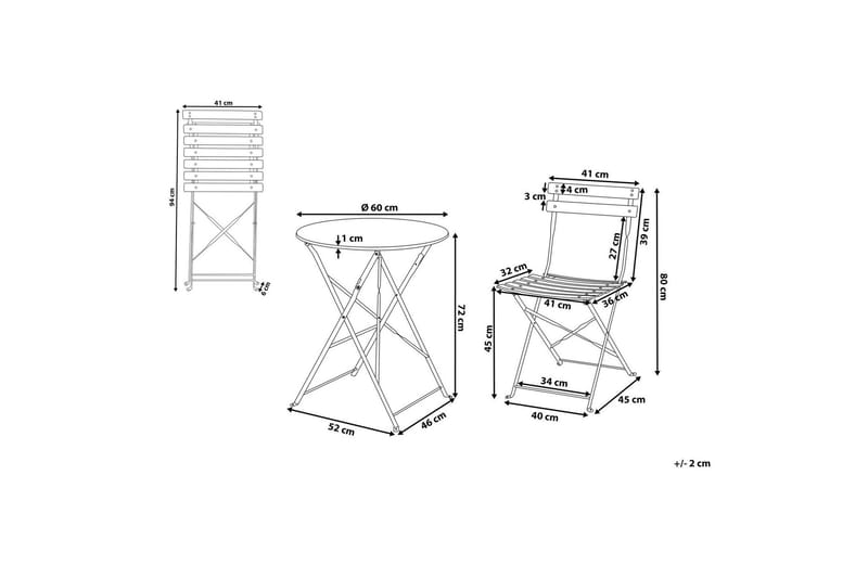 Alatri Balkongset 60 cm + 2 Utestolar - Mintgrön - Utemöbler - Utegrupp - Caféset